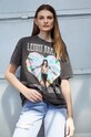 T-shirt bawełniany damski Lenny Kravitz kolor czarny okrągły czarny RS24.TSD956