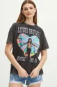 T-shirt bawełniany damski Lenny Kravitz kolor czarny czarny