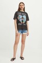 Odzież T-shirt bawełniany damski Lenny Kravitz kolor czarny RS24.TSD956 czarny