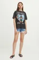 T-shirt bawełniany damski Lenny Kravitz kolor czarny 100 % Bawełna