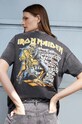 T-shirt bawełniany damski Iron Maiden kolor szary okrągły szary RS24.TSD957