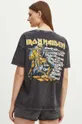 T-shirt bawełniany damski Iron Maiden kolor szary szary