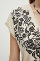 T-shirt bawełniany damski z nadrukiem kolor beżowy beżowy RS24.TSDA04