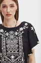 T-shirt bawełniany damski z ozdobną aplikacją kolor czarny czarny RS24.TSDA05