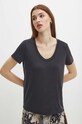 T-shirt damski z domieszką elastanu i modalu gładki kolor szary szary RS24.TSDA10