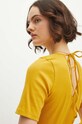 T-shirt bawełniany damski prążkowany z domieszką elastanu kolor żółty RS24.TSDA12 żółty RS24