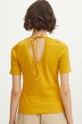 T-shirt bawełniany damski prążkowany z domieszką elastanu kolor żółty żółty RS24.TSDA12