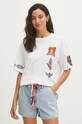 T-shirt bawełniany damski z nadrukiem kolor biały biały RS24.TSDB02
