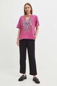 T-shirt bawełniany damski z nadrukiem kolor różowy RS24.TSDB03 różowy RS24