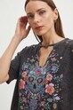 T-shirt bawełniany damski z nadrukiem kolor czarny czarny RS24.TSDB03
