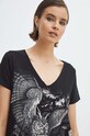 T-shirt bawełniany damski z nadrukiem Tattoo Art by Piotr Bemben kolor czarny RS24.TSDC53 czarny