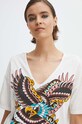 T-shirt bawełniany damski z nadrukiem Tattoo Art by Rafał Czerkas - Rafsmiler kolor beżowy RS24.TSDC56 beżowy