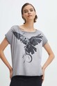 T-shirt bawełniany damski z nadrukiem Tattoo Art by Piotr Bemben kolor szary RS24.TSDC57 szary