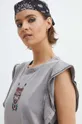 Bavlnené tričko dámske s potlačou Tattoo Art šedá farba Dámsky