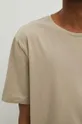 T-shirt bawełniany męski z domieszką elastanu gładki kolor beżowy Męski