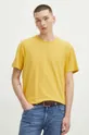 žltá Bavlnené tričko pánsky žltá farba