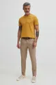 T-shirt bawełniany męski gładki kolor żółty żółty