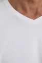 T-shirt bawełniany męski z domieszką elastanu gładki kolor biały Męski