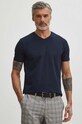 T-shirt bawełniany męski z elastanem gładki kolor granatowy granatowy RS24.TSM054