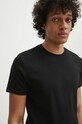 T-shirt męski gładki z domieszką elastanu i modalu kolor czarny czarny RS24.TSM073