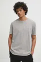 T-shirt bawełniany męski z efektem sprania kolor szary szary