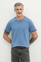 T-shirt bawełniany męski z domieszką elastanu gładki kolor niebieski niebieski RS24.TSM083