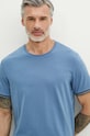 T-shirt bawełniany męski z domieszką elastanu gładki kolor niebieski RS24.TSM083 niebieski