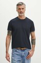 T-shirt bawełniany męski z domieszką elastanu gładki kolor granatowy gładkie granatowy RS24.TSM083