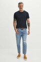 T-shirt bawełniany męski z domieszką elastanu gładki kolor granatowy RS24.TSM083 granatowy RS24
