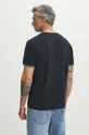 T-shirt bawełniany męski z domieszką elastanu gładki kolor granatowy 95 % Bawełna, 5 % Elastan