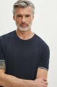 T-shirt bawełniany męski z domieszką elastanu gładki kolor granatowy granatowy RS24.TSM083