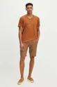 T-shirt bawełniany męski gładki kolor brązowy brązowy