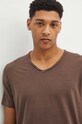 T-shirt bawełniany męski gładki kolor brązowy brązowy RS24.TSM094