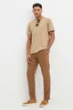T-shirt bawełniany męski gładki kolor beżowy beżowy