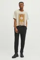 Bavlnené tričko pánske z kolekcie Zverokruh - Blíženci béžová farba <p>100 % Bavlna</p>