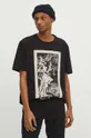 T-shirt bawełniany męski z kolekcji Zodiak - Waga kolor czarny czarny