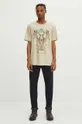 T-shirt bawełniany męski z domieszką elastanu z kolekcji Zodiak - Rak kolor beżowy 95 % Bawełna, 5 % Elastan