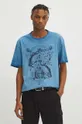 T-shirt bawełniany męski z kolekcji Zodiak - Ryby kolor granatowy granatowy