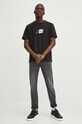T-shirt bawełniany męski z domieszką elastanu by Magda Danaj - Porysunki kolor czarny RS24.TSM211 czarny RS24