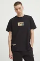 T-shirt bawełniany męski z domieszką elastanu z kolekcji Eviva L'arte kolor czarny czarny