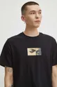 T-shirt bawełniany męski z domieszką elastanu z kolekcji Eviva L'arte kolor czarny Męski