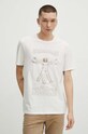 T-shirt bawełniany męski z domieszką elastanu z kolekcji Eviva L'arte kolor beżowy RS24.TSM262 beżowy