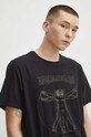 T-shirt bawełniany męski z domieszką elastanu z kolekcji Eviva L'arte kolor czarny RS24.TSM262 czarny