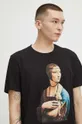 T-shirt bawełniany męski z kolekcji Eviva L'arte kolor czarny Męski