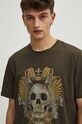 T-shirt bawełniany męski z domieszką elastanu z nadrukiem kolor zielony zielony RS24.TSM400