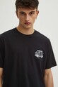 T-shirt bawełniany męski z domieszką elastanu z nadrukiem kolor czarny RS24.TSM401 czarny RS24