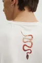 Bavlnené tričko pánske s elastanom z kolekcie Graphics Series béžová farba