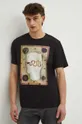 T-shirt bawełniany męski z domieszką elastanu by Józef Hołard, Grafika Polska kolor czarny czarny