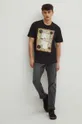 T-shirt bawełniany męski z domieszką elastanu by Józef Hołard, Grafika Polska kolor czarny 95 % Bawełna, 5 % Elastan