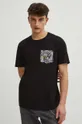 T-shirt bawełniany męski by Justyna Rybak, Grafika Polska kolor czarny czarny